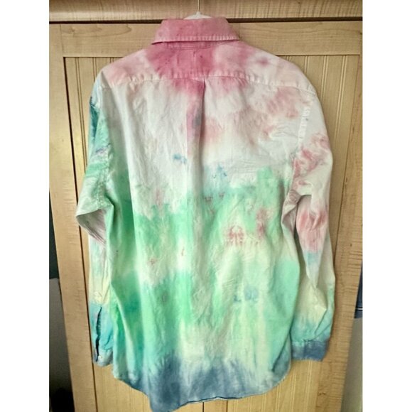 Polo Ralph Lauren MendClassic Fit Long Sleeve Pastel Tie Dye Oxford Shirt 15 1/2 - Picture 3 of 4